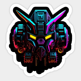 80s retro gaming mecha neon design Sticker